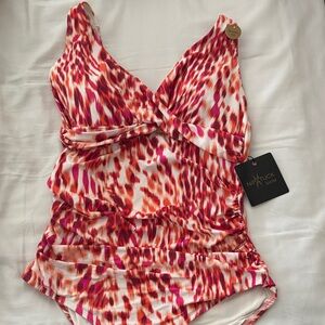 Nip Tuck Women's One Piece Swimsuit S orange white